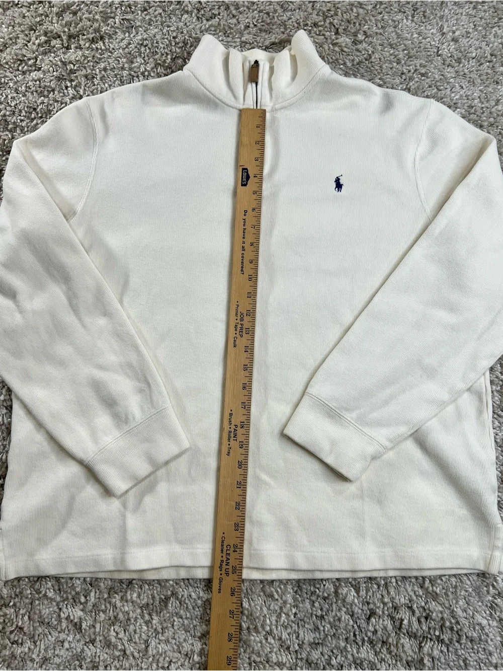 Polo by Ralph Lauren Men’s Cream Half-Zip Sweater with Navy Pony XL